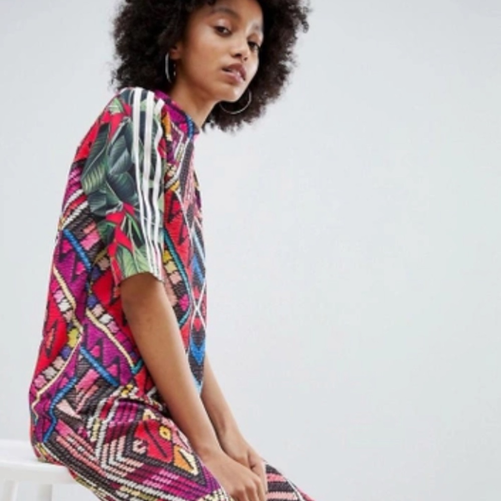 Adidas Originals x Farm Multi Print High Neck Dress, size S
